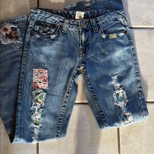 True Religion Light Blue Women's Bootcut Jeans with Signature